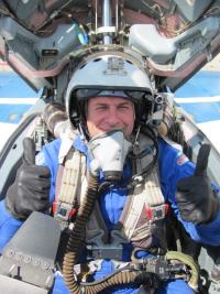 Douglas Taylor in the MiG-29 cockpit ready for show time